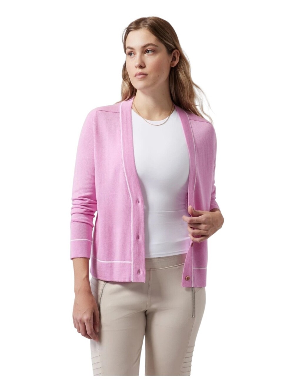 Athleta Womens Quartz Pink Wool Blend Knit Lightweight Cardigan Sweater Large